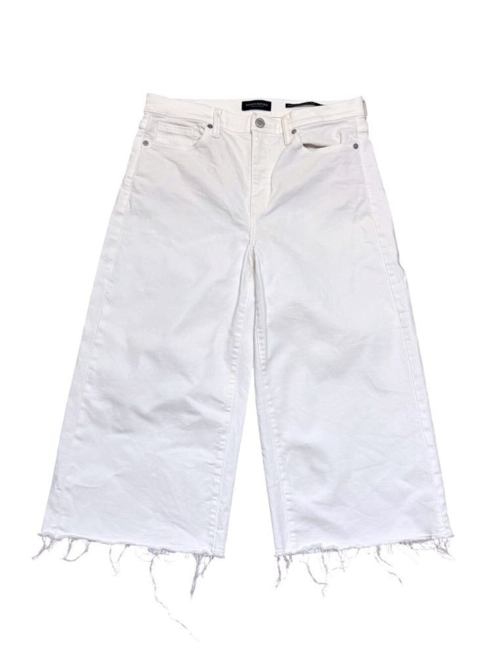 White Crop Wide Leg Jeans Raw Frayed Hem 10 Crop Summer Banana Republic EUC